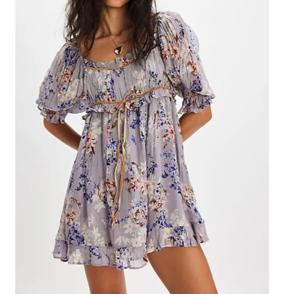 Free‎ People Marney Mini Dress floral whimsigoth kawaii boho sz S